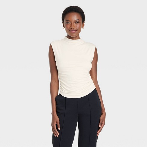 Cream colored mock turtleneck best sale