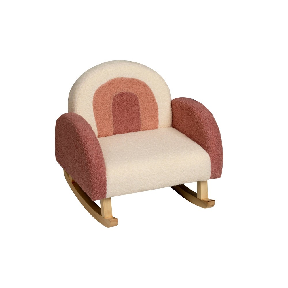 Photos - Rocking Chair Upholstered Rocking Kids' Chair Pink/White - Gift Mark