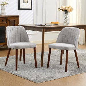 COZONY Modern Wooden Dining Chairs Set of 2, Upholstered Fabric Side Chairs with Padded Seat & Sturdy Wood Legs, Seating for Kitchen, Dining Room - 1 of 4