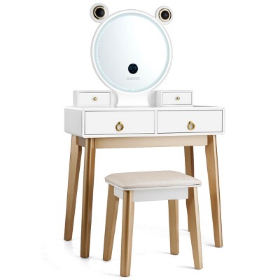 Tangkula Makeup Dressing Vanity Table Set w/ Touch Screen Mirror