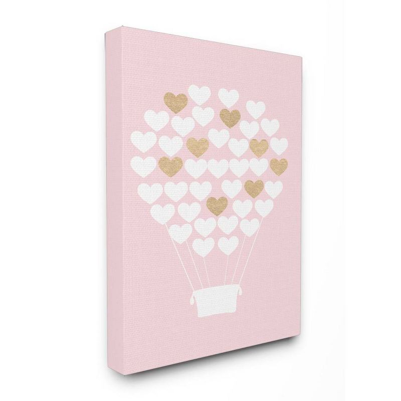 16&#34;x1.5&#34;x20&#34; White Gold Pink Heart Hot Air Balloon Stretched Canvas Kids&#39; Wall Art - Stupell Industries, 1 of 7