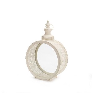 Ivory Ornate Metal Circle Lantern 17.5"D - 1 of 4