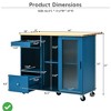 Rolling Kitchen Island Cart w/LED Light Adjustable Shelf Kitchen Island Table w/torage 2 Drawers - 4 of 4