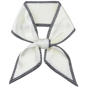 INSPIRE CHIC Women's Houndstooth Skinny Long Satin Silky Ribbon Neck Scarves 1Pc - 1 of 4