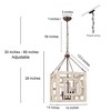 LNC Quaint 4-Lights 14" Farmhouse Square Pendant  Lights,  Off-White Wood and Rustic Bronze - 3 of 4