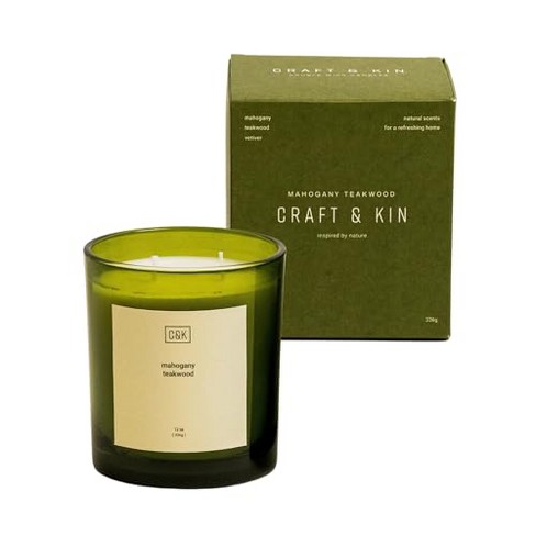  Craft and Kin Premium Candles Scented, Mens Candles for Home, 12 oz, Mahogany Teakwood Candles for Men, Winter Candle, Men Candles for  Bedroom