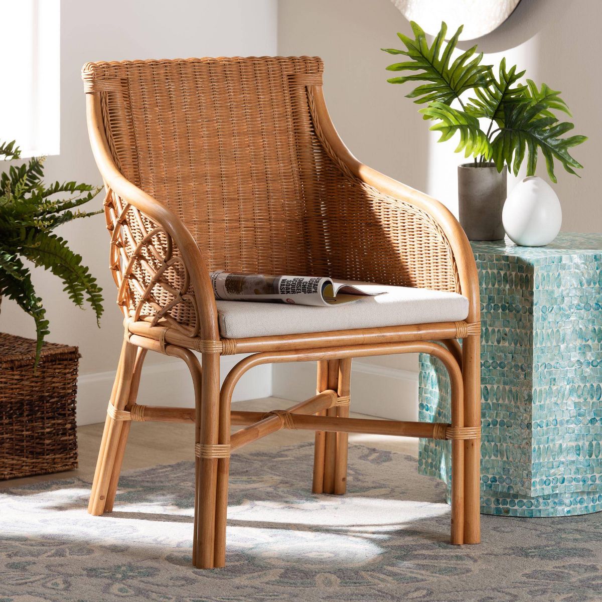 bali & pari Carolyn Rattan Dining Chair Light Honey - thumbnail 8