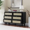 KTMBDW 6 Drawer Double Dresser for Bedroom, Rattan Chest of Dressers, Modern Wooden Dresser Chest for Living Room and Entryway - 3 of 4