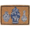 HomeRoots 20" X 30" Brown Blue And White Chinoiserie Coir Abstract Outdoor Door Mat - 3 of 4