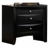 Gulches Contemporary 2 Drawer Nightstand Black Finish, Jewelry Tray, Silver Metal Knobs, Solid Wood and Veneer - 2 of 4
