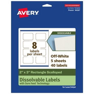 Avery Dissolvable Labels, 2" x 3" Rectangle Scalloped - 1 of 4