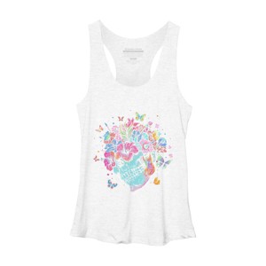 Women's Design By Humans Floral Butterfly Skull Funny Halloween Costume Hippie Flower By JeilJersey Racerback Tank Top - 1 of 3