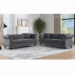 Enhanced Comfort Velvet 3-Seater + 3-Seater Modular Sofa Combination - 1 of 4