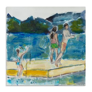 Stupell Industries Kids on Swimming Dock Abstract, 24" x 24" - 1 of 4