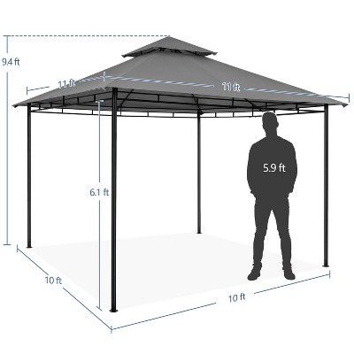 Gray Steel 11x11ft Water-Resistant Patio Gazebo