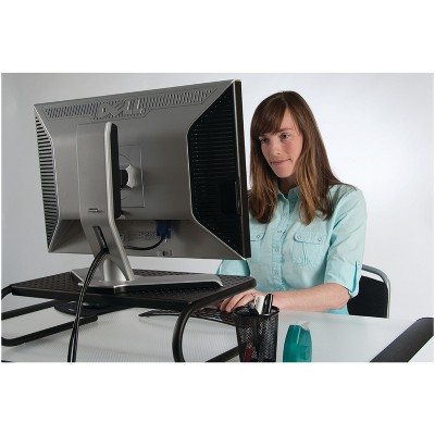 Black Adjustable Height Metal Monitor Stand with Powder Coated Finish