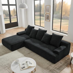 GDFStudio Tyler Modern 110" Velvet Compressed Foam Floor L-Shape Sectional Sofa - 1 of 4