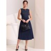Allegra K Women's Striped Crew Neck Sleeveless A-Line Midi Work Office Dress - 3 of 4