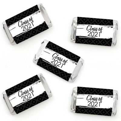 Big Dot of Happiness Black and White Grad - Best is Yet to Come - Mini Candy Bar Wrapper Stickers - 2021 Graduation Party Small Favors - 40 Count