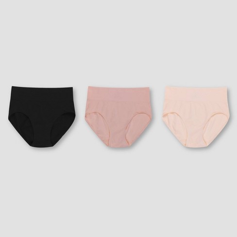 Hanes Premium Women's 3pk Smoothing Seamless Briefs Underwear - Basic Pack  Beige/Light Brown/Black 8