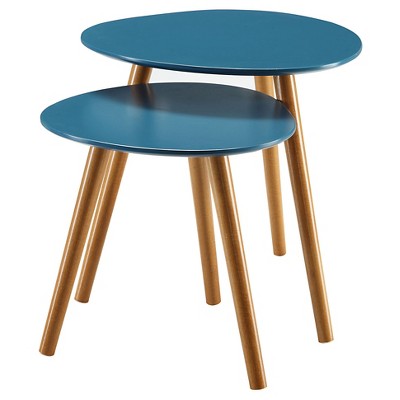 Oslo Nesting End Tables Blue/Natural - Breighton Home