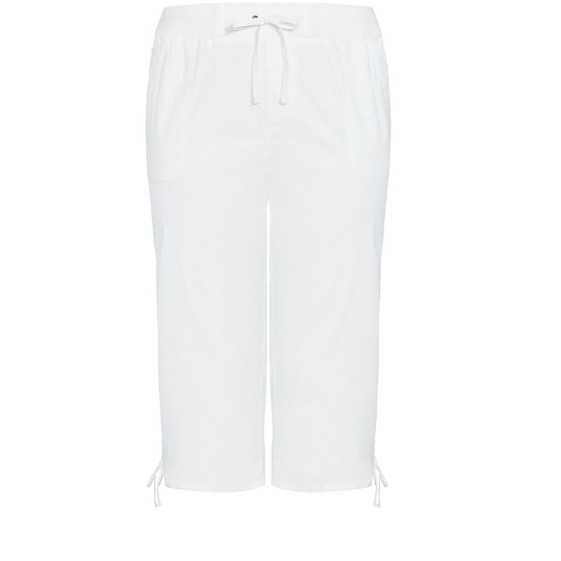 Women's Plus Size Cotton Cinch Capri - white | AVENUE, 3 of 4