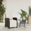 vidaXL Reclining Patio Chair with Footrest Black Poly Rattan - 3 of 4