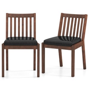 Costway Dining Chair Set of 2/4 PU Leather Upholstered Kitchen Armless Chairs Espresso - 1 of 4