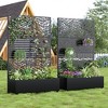 Wooakway 72"H Two-tone Patio Planter Box with Trellis Metal Raised Garden Bed Black Decorative Privacy Screen with Wheels - 2 of 4