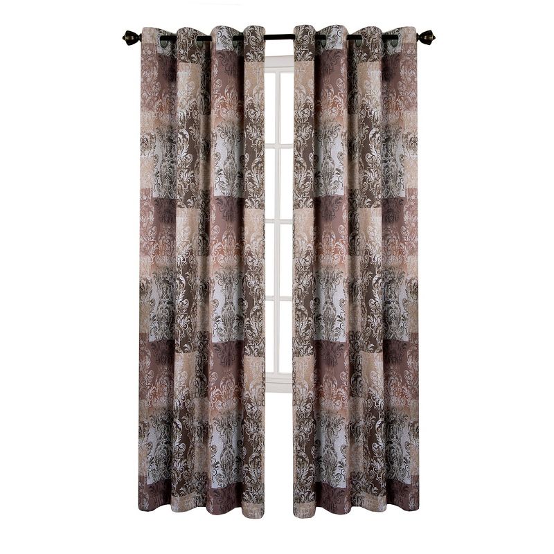 Kate Aurora Traditional Designs 2 Pack Atlanta Scroll Grommet Top Curtain Panels, 2 of 3