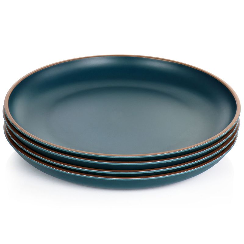 Gibson Home Rockabye 4 Piece Melamine Dinner Plate Set in Dark Teal, 2 of 8