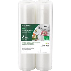 Bonsenkitchen Vacuum Sealer Bags, 8" x 20' Rolls 2 pack, BPA Free, Durable Commercial Customized Size Bags for Storage and Sous Vide - 1 of 4