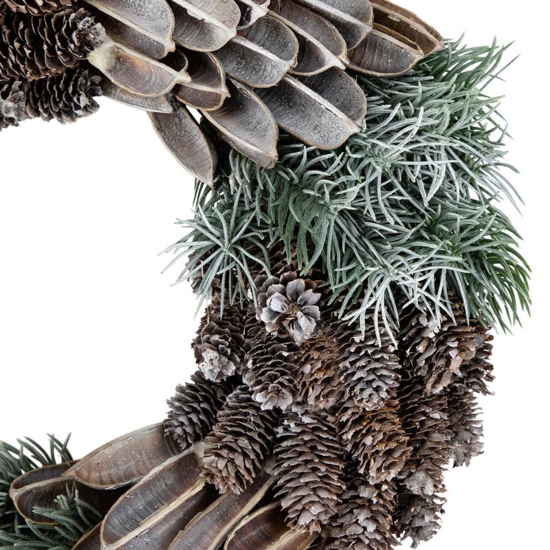 Northlight Brown and Green Pine Needle and Pine Cone Artificial Christmas Wreath, 13.5-Inch, Unlit, 3 of 4