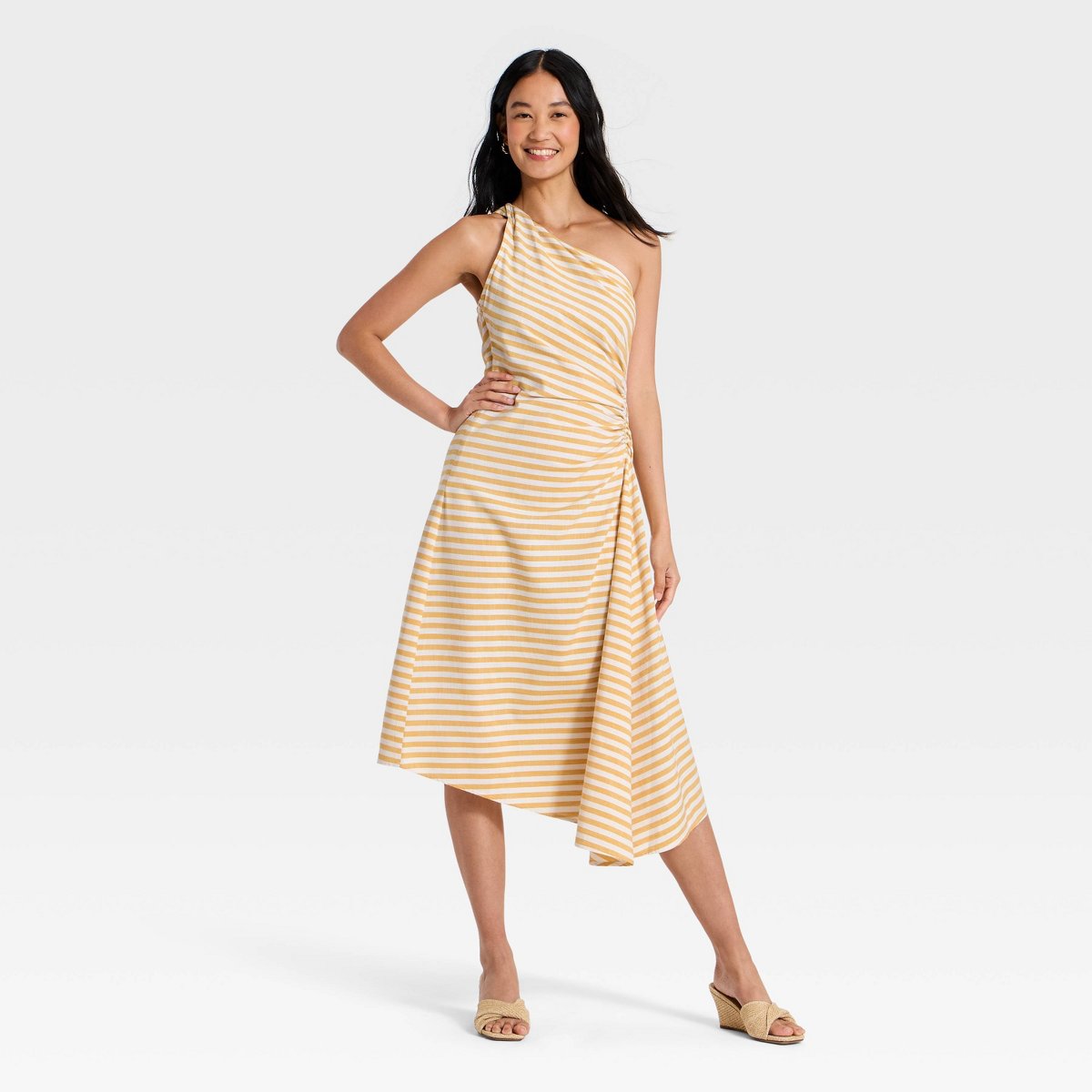 Женские платья A New Day Women's Ruched Side Pleated Midi Dress - A New Day™ Yellow 12 — фото 3