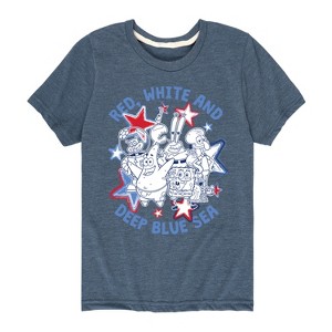 Boys' - SpongeBob SquarePants - Red, White and Deep Blue Sea Short Sleeve Graphic T-Shirt - 1 of 4