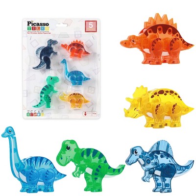 PICASSO-TILES Dinosaur Themed Magnetic Building Blocks, Toy for Kids, Set of 5pcs