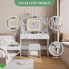 Dressing Table White Glam Vanity Set w/ Sliding Mirror & Stool Vanity Desk w/ Mirror Features 3-Color - 3 of 4