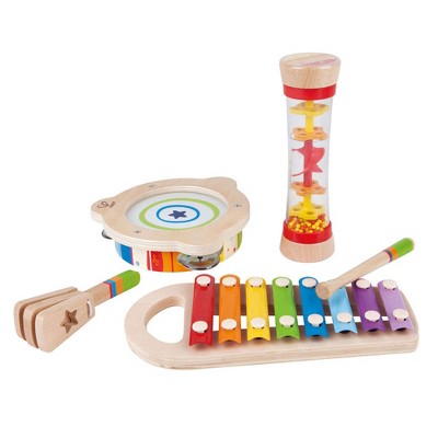 Hape E8148 5 Piece Toddler Instrumental Beat Box Musical Set, Educational Wooden Music Toy Set for 18 Months and Older