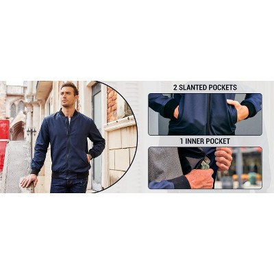 COOFANDY Men Bomber Jacket Lightweight Windbreaker Jackets Casual Softshell Flight Fashion Winter Fall Coat with Pocket Light Grey M — фото 3