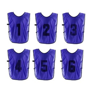 Unique Bargains Team Sports Reversible Numbered Soccer Training Vest 6 Pcs - 1 of 4