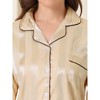 cheibear Women's Satin Soft Button-Down Sleepwear with Pants Lounge Pajama Set - 4 of 4