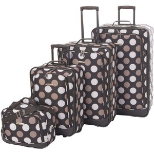 Rockland Escape 4-Piece Softside Upright Luggage Set Telescoping Handles Black Dot (14/19/24/28) - 1 of 4