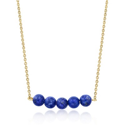 Ross-Simons 4-4.5mm Lapis Bead Necklace in 14kt Yellow Gold Size 16