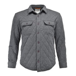 WEARFIRST Men's Quilted Button Front Shirt Jacket | Gray X-Large - 1 of 4