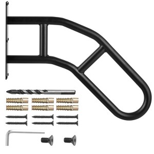 VEVOR Handrails for Outdoor Steps, 29" Length Wall Mount Safety Railings for 1-3 Steps, U-Shaped Handrail with Matte Black Finished, Stair Handrails - 1 of 4