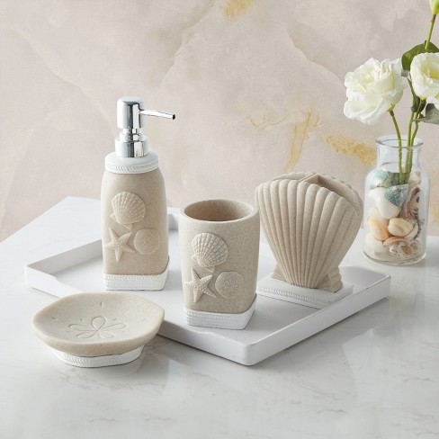 4pc Marbled Ceramic Bathroom Accessories Set Marble - Threshold™