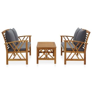 vidaXL Garden Lounge Set Natural wood Solid Acacia wood Large Seats Many - 1 of 4