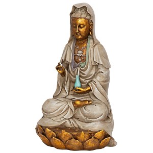 Design Toscano Goddess Guan Yin Seated On A Lotus Statue - Multicolored - 1 of 4