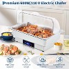 600-watt Self-service Electric Baking Tray, Stainless Steel Food Heater, with Temperature Control and Transparent Roll Lid, Suitable for Banquets - 2 of 4