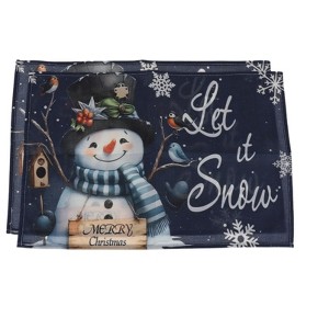 Unique Bargains Christmas Place Mats Snowman Flax 11.8"x17.7" 2 Pcs - 1 of 4